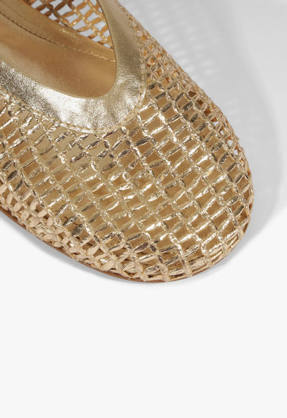 SCHUTZ SYLVIE MESH BALLET FLAT in Platinum