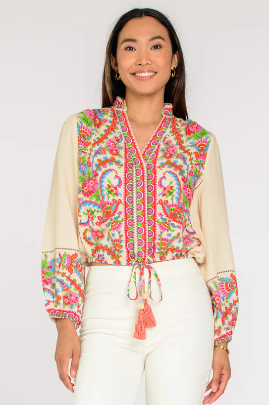 ELIZABETH JAMES Emmet Top in Scroll with It
