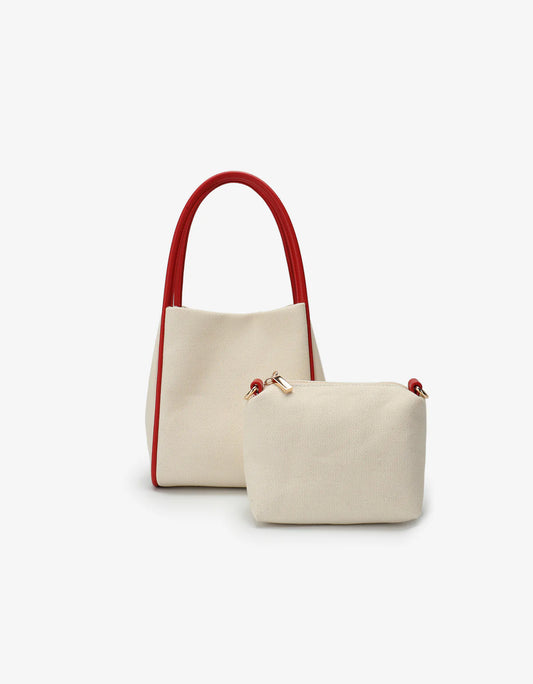REMI/REID HOLLACE MINI TOTE CANVAS CONTRAST PIPING