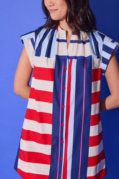 Alden Adair Tucker Dress - Maritime Stripe