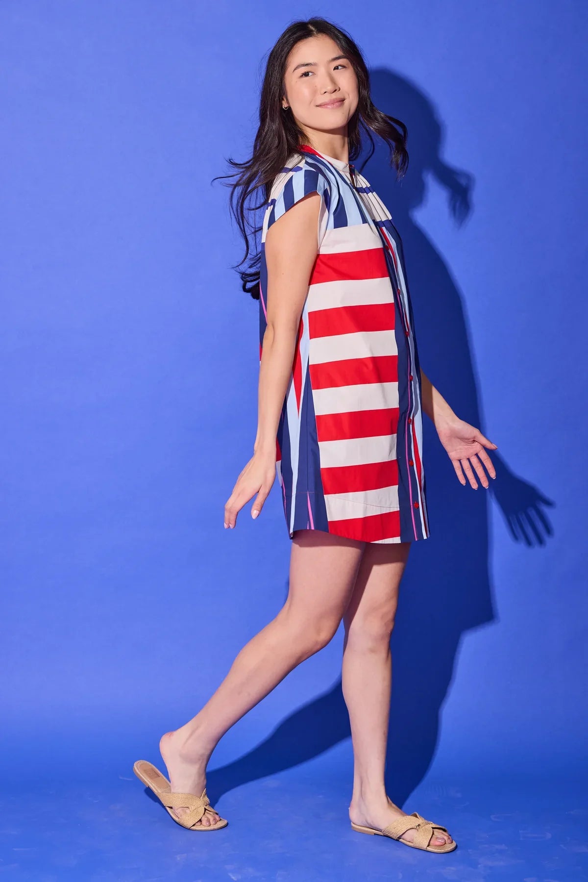 Alden Adair Tucker Dress - Maritime Stripe