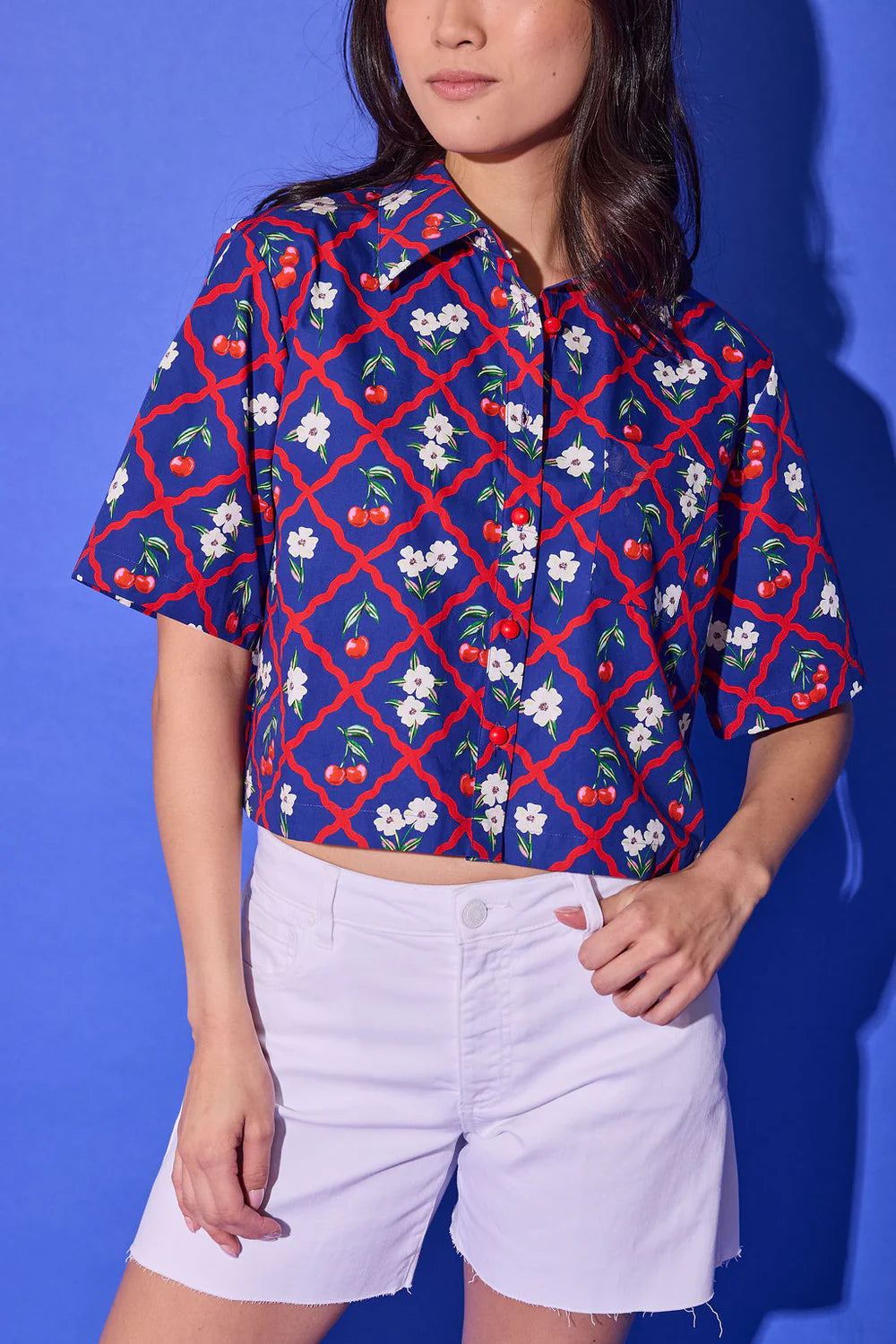 Alden Adair Remi Top - Navy Cherry