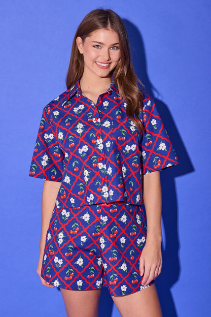 Alden Adair Remi Top - Navy Cherry