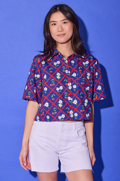 Alden Adair Remi Top - Navy Cherry