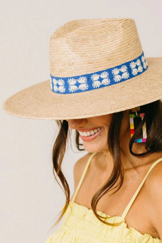 Sunshine Tienda Navy Flora Tile Palm Hat