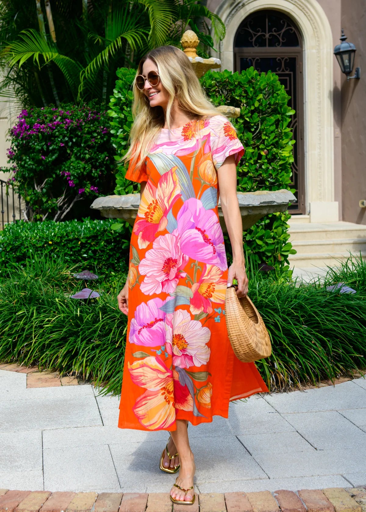 Elizabeth James Tess Midi Dress - Sunset Blooms