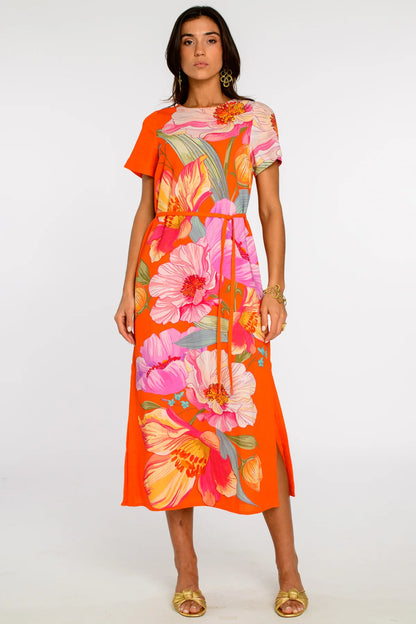 Elizabeth James Tess Midi Dress - Sunset Blooms