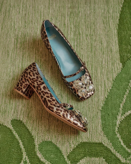 Frances Valentine Josephine Heel - Metallic Leopard Leather