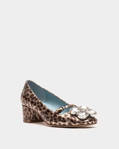 Frances Valentine Josephine Heel - Metallic Leopard Leather