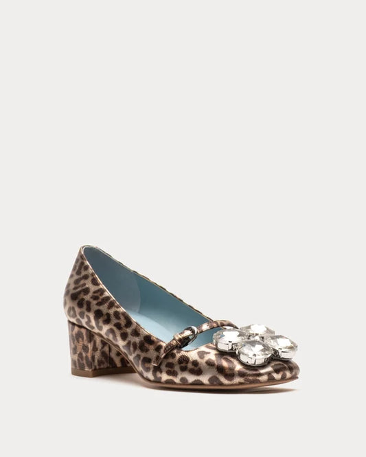 Frances Valentine Josephine Heel - Metallic Leopard Leather
