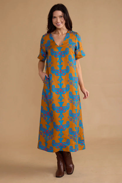 Double A Colin Dress - Mughal Motif