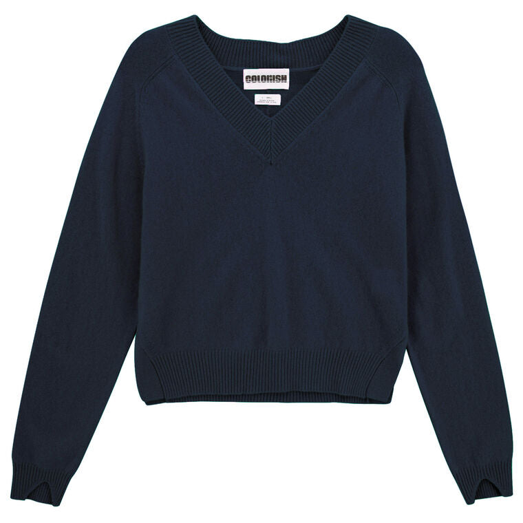 COLORUSH - Cocolina Mini V-Neck Sweater Deep Navy