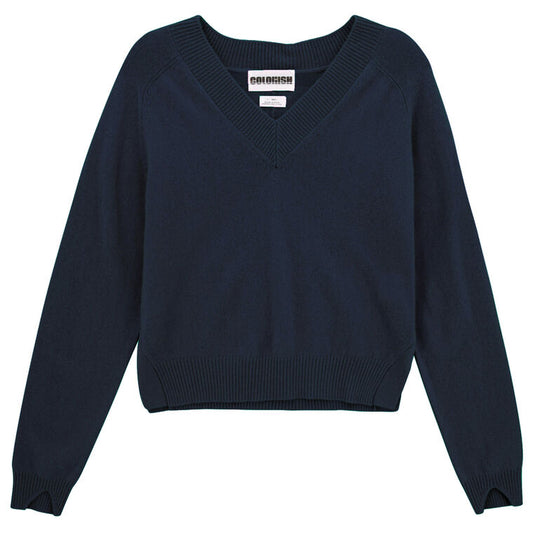 COLORUSH - Cocolina Mini V-Neck Sweater Deep Navy