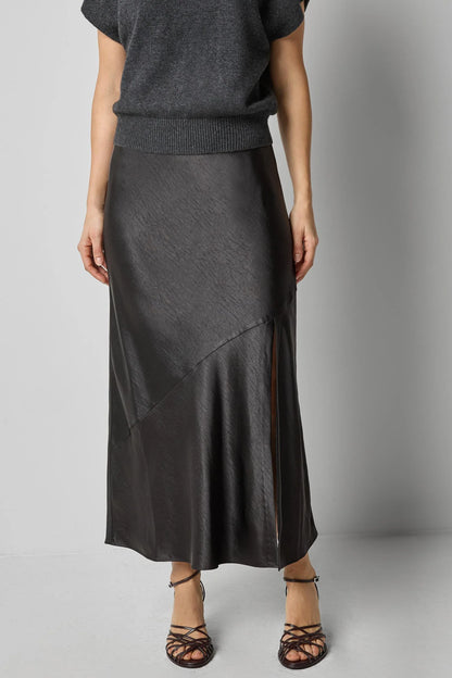 Satin Slit Front Skirt