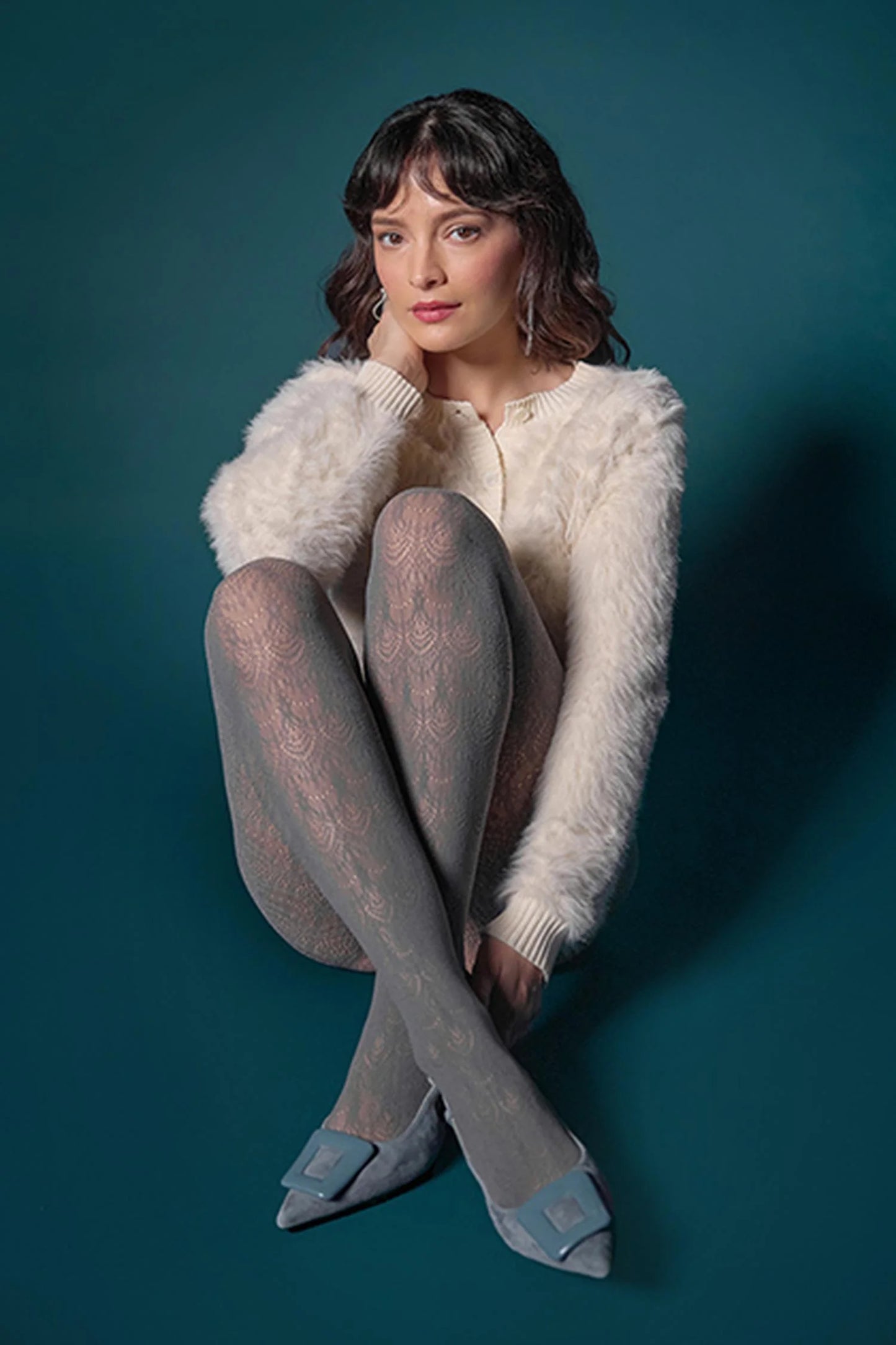 The Brushed Crewneck Ivory Cardigan