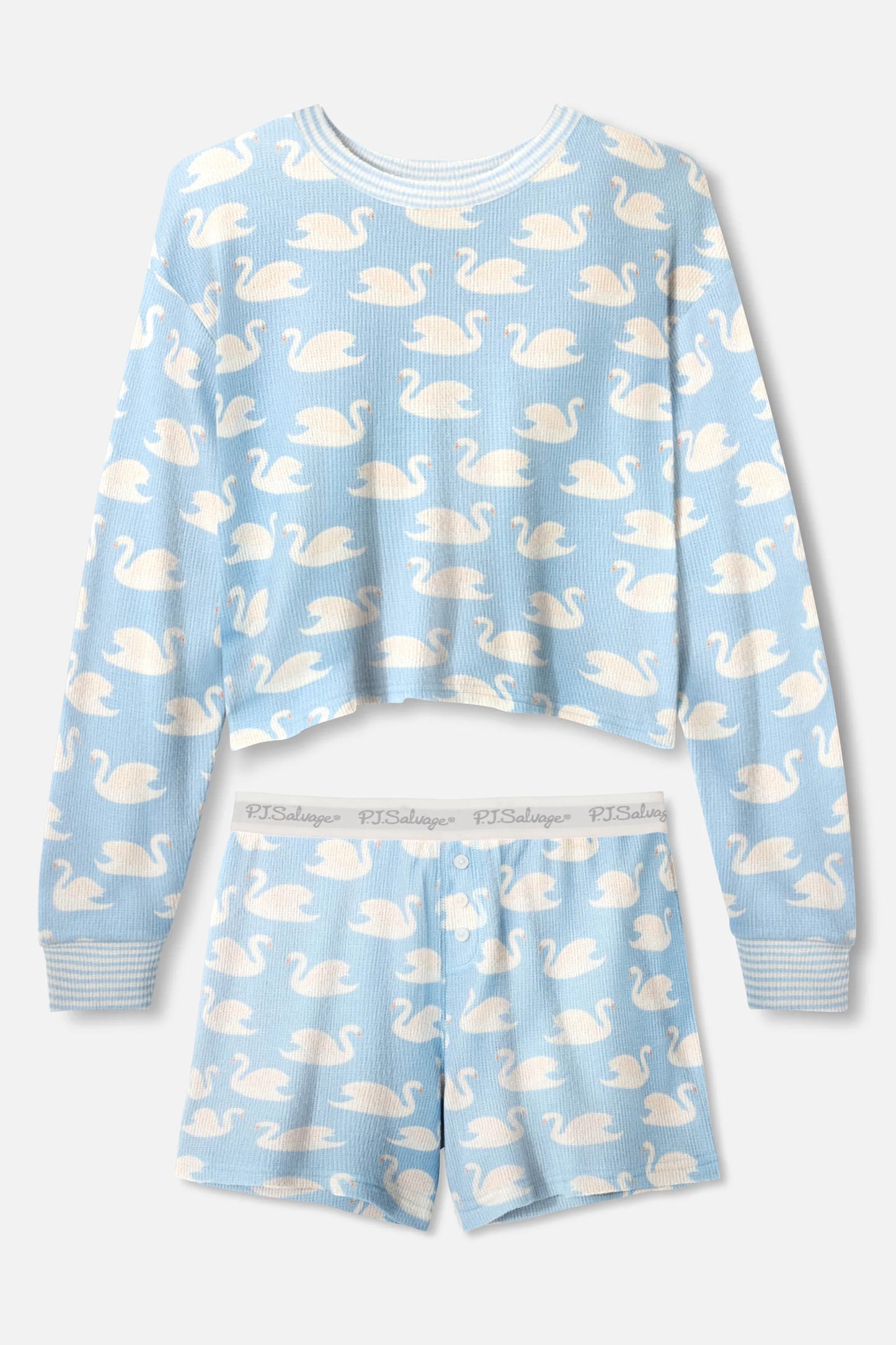 Boyfriend Boxer Swans-A-Swimming PJ Short Set